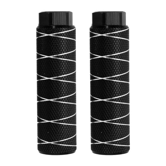 Uxcell 2 Pack Aluminum Alloy Bike Pegs Anti-Skid Fit 3/8 inch with Thin Line Dark Black