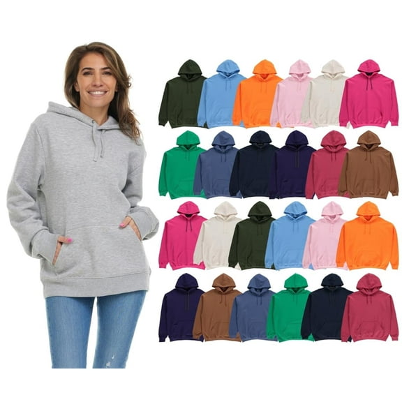 BILLIONHATS 24 Pack Women's Hoodie Oversized Sweatshirts, Cotton Blend, Bulk Womens Hoodies Bulk Sweatshirt Pack, Color ASST, Size 3X-Large