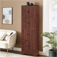 thumbnail image 3 of JERFIT 72.4" Tall Freestanding Storage Cabinet with 8 Doors, 4 Shelves Organizer for Small Spaces, Walnut Finish MDF Floor Mount Closet, 3 of 9