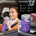 thumbnail image 5 of Leopard Print 30oz Handheld Travel Tumbler with Handle – Double Wall Stainless Steel Insulated Cup, Flip Straw Lid, Leak-Proof & BPA-Free for Hot and Cold Drinks – Durable Coffee & Juice Mug White, 5 of 6