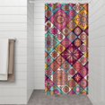 thumbnail image 3 of Small Stall Narrow Shower Curtain 36"W x 72"L – Tropical Bohemian Leaves, Mid-Century Abstract Boho Botanical Bathroom Decor, Vintage Floral Palm Leaf Pattern, Rustic Tribal Folk Style, 3 of 5