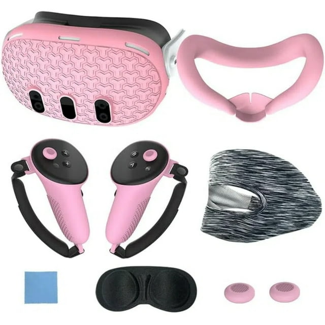 VR Accessories Set For Meta Quest 3, Includes 7 Pcs: Protective Face Cover, Controller Grips, Headset Cover, Lens Protector, And Shell Cover