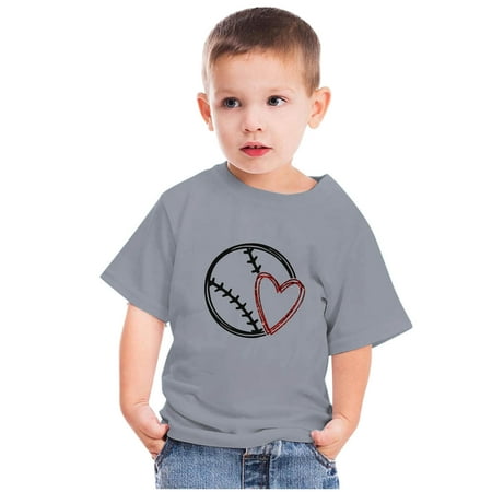

ATOGUTA Boys T-Shirts Cute Printed Short Sleeve Round Neck Graphic T-Shirt Tee Gray Sizes 3T-14