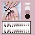 thumbnail image 2 of Fofosbeauty 24pcs Press on False Nail Tips Extra Long Coffin Full Cover Fake Nails, Coffin Black V French, 2 of 8