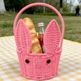 thumbnail image 5 of Woven Easter Basket with Handles, Imitation Rattan Easter Bunny Baskets with Cute Rabbit Ears, Easter Egg Hunt Bucket for Picnic Wedding Easter Decorations Gifts, 5 of 5