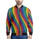 thumbnail image 2 of Chaqueta con estampado geométrico colorido de arcoíris para hombre, sudadera con rayas estampadas en 3D, chaqueta bomber urbana con cremallera, tops y abrigos, 2 of 5