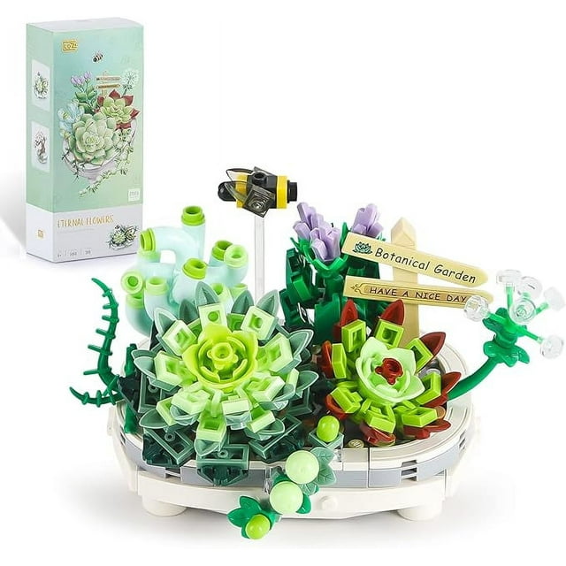 Modèle de Bonsaï en Mini Briques Créatif Bricolage Simulation Mini Particules Fleur Collection Botanique Jouet de Construction de Bâtiment (Non Compatible avec Ensemble Lego )