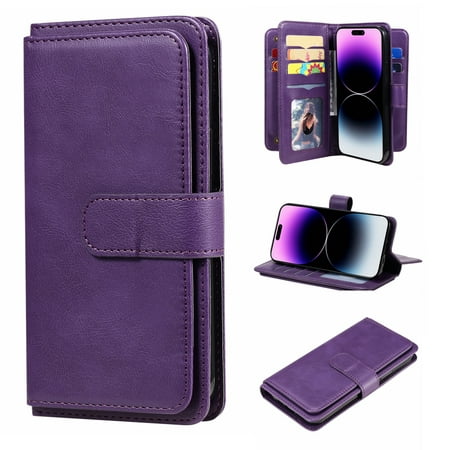 K-Lion for Samsung Galaxy A91 Wallet Case, Retro Luxury Business Style PU Leather Kickstand Card & Cash Slots Purse Case Full Body Shockproof Protective Case Cover ,Purple