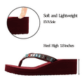 thumbnail image 4 of LSYTQRW Flip Flops Sandals for Women Bling Rhinestones Jewel High Heel Arch Support Comfortable Soft Cushion Wedge Slip-on Casual Platform Summer Thong Sandals，Pure Wine Red，Sizes 6, 4 of 5