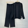 thumbnail image 3 of Scyoekwg Womens 2 Piece Sets Casual Sets Sweater Sets Long Sleeve Tops Wide Leg Pants Matching Outfits Two Piece Set Fashion Lounge Set (Black,Free Size), 3 of 7