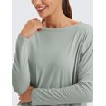 thumbnail image 5 of CRZ YOGA Pima Cotton Boat Neck Top,Workout, Loose Fit, Hip Length, Long Sleeve Shirts for Women, 5 of 5