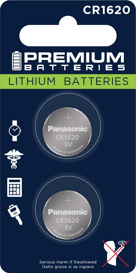 Premium Batteries Panasonic CR1620 3V Child Safe Lithium Coin Cell (2 Count)