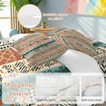 thumbnail image 2 of Bohemian Teal Duvet Cover Set Full Size, Orange Floral Geometric Texture Ethnic Art 4 Piece Soft Microfiber Bedding Set with 1 Duvet Cover, 1 Flat Sheet, 2 Pillowcases, 2 of 9