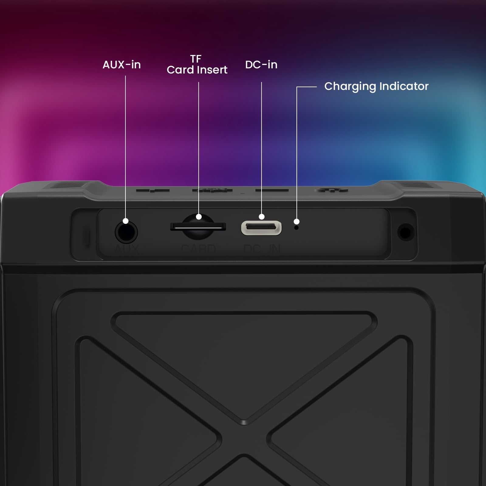 VILINICE Bluetooth Speaker Portable, IP66 Waterproof Wireless Speaker 3D Sound, 10 Colorful Modes, TF Card Support(Not Included)