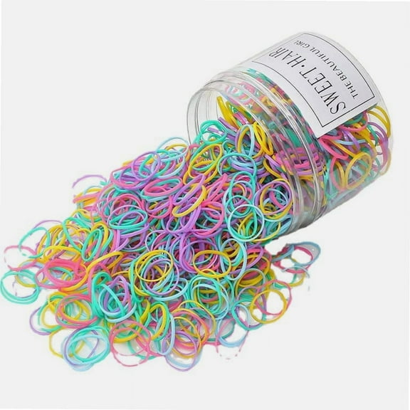 500Pcs Mini Hair Elastics Hair Rubber Bands, Baby Hair Ties No Damage Baby Hair Ties Small Tiny Ponytail Bands Stretch Elastics for Girls Women Braiding Hair Accessories with Box Package