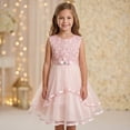 thumbnail image 3 of Flower Girls Dress Blush Belted Wedding Party Bridesmaid 7, 3 of 9