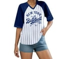 thumbnail image 4 of ALLTB Women Baseball Graphic Shirts Baseball Fan T-Shirts Baseballs Team Tee Game Day Outfits Casual Tops, Blue-White, 4 of 7