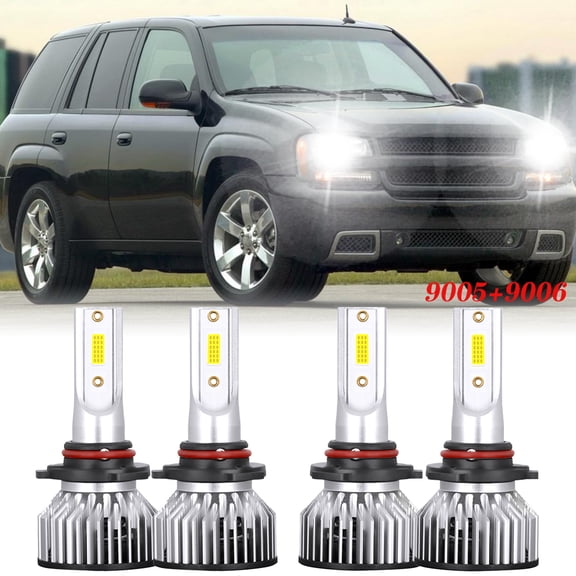 4pcs 9005 High Beam 9006 Low Beam For Toyota Land Cruiser 1991-2006 LED Headlight Bulbs 6000K Super Bright White
