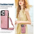 thumbnail image 3 of for iPhone 14 Pro Max Crossbody Wallet Case for Women, Bling Glitter PU Leather Phone Case with RFID Blocking Card Holder Cover for iPhone 14 Pro Max SZ Rose Gold, 3 of 18