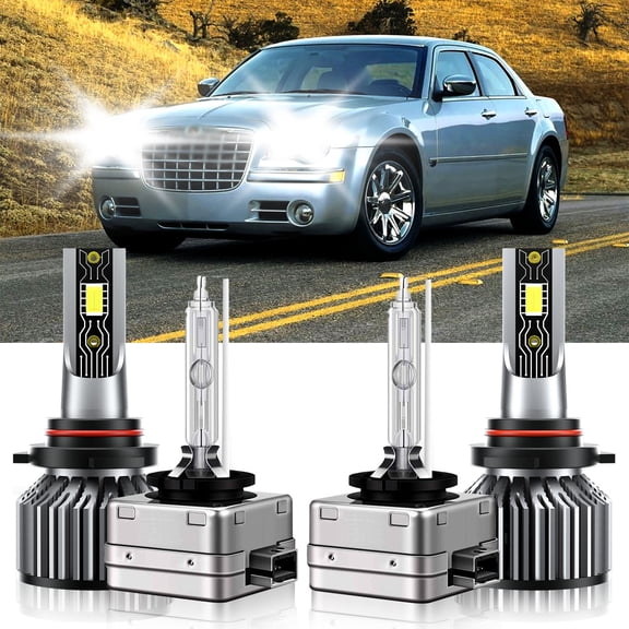 VEHIFOMO Compatible for Chrysler 300 2006-2010 9005 D1S LED HID Headlight Bulbs Kit Bright 6500K