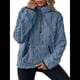 thumbnail image 1 of Suéter de Larga con Cremallera de un Cuarto para Mujer, Sudadera de Forro con Capucha, Sudaderas con Solapa, Suéteres Cálidos con Bolsillos. Azul L, 1 of 9