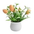 thumbnail image 2 of Simulated Spotted Egg Mini Potted Plant, Easter Decorative Centerpiece With Artificial Foliage, for Tabletop Display, Orange, 2 of 7