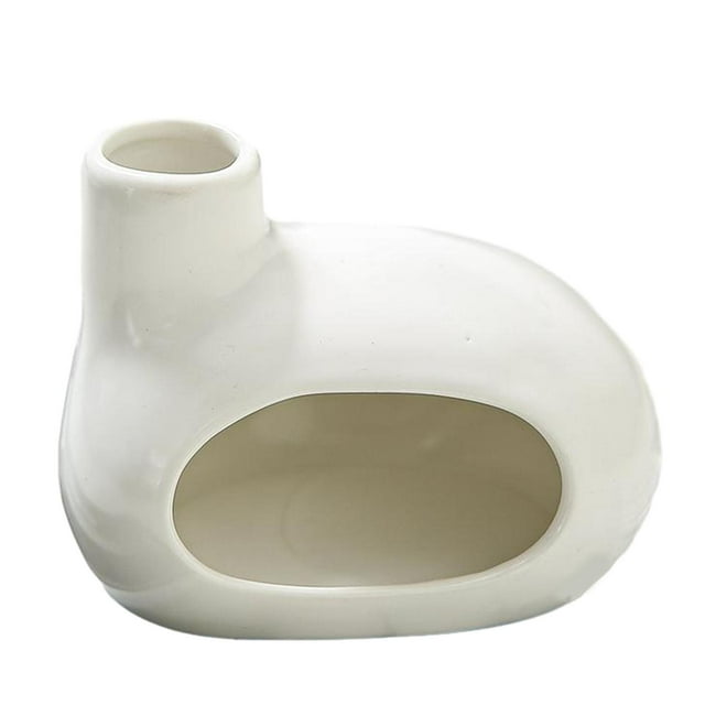 Tnarru Support en Céramique avec Cheminée Décoration Brûleur d'Encens Blanc