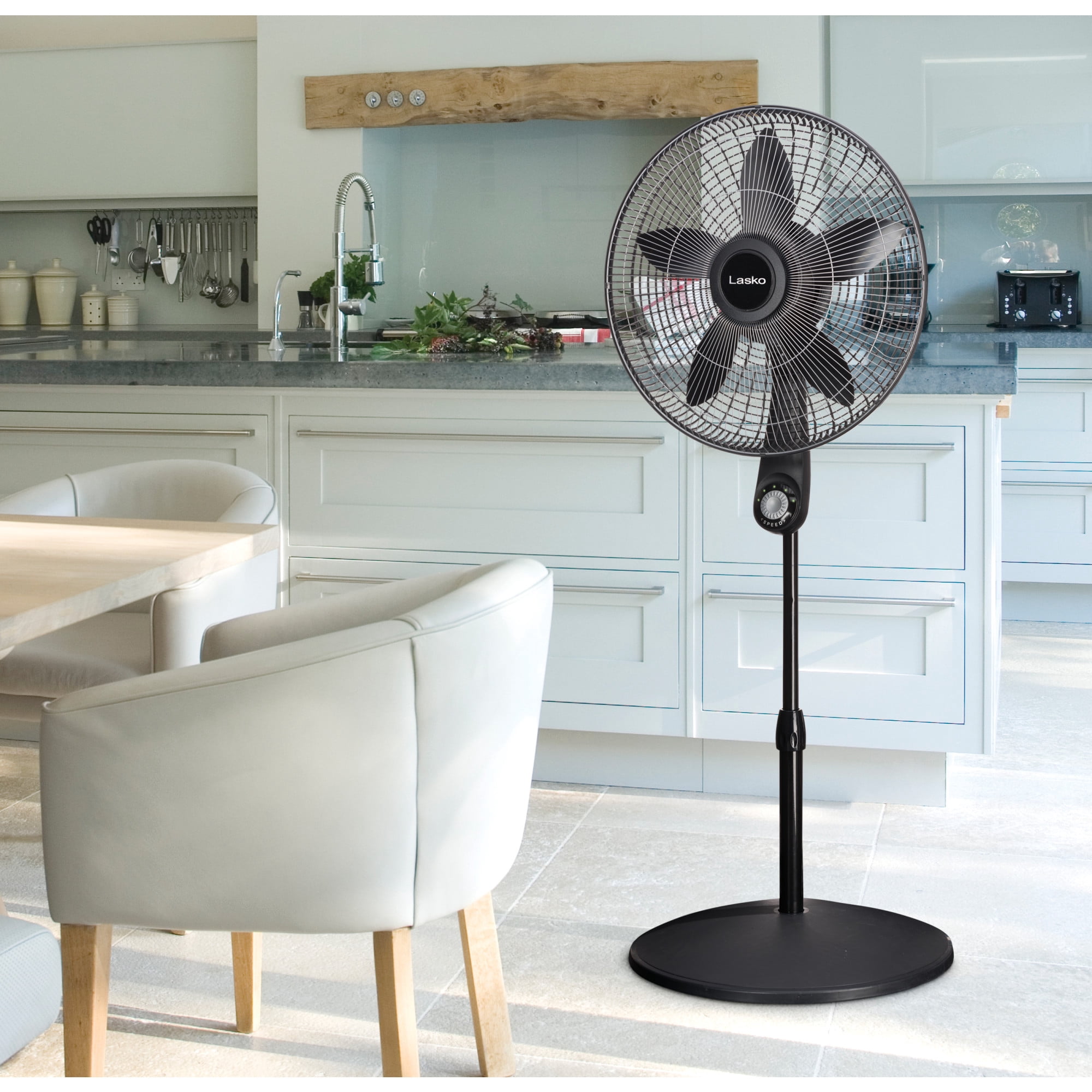 Lasko 18" 5-Speed High Performance Pedestal Fan with Remote, 54" H, Black, S18602, New