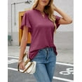 thumbnail image 3 of SIEANE Women's Ruffle Sleeve Loose Tunic Blouse V Neck Shirts Casual Summer Tops, 3 of 6