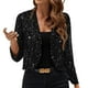 thumbnail image 3 of Tops para mujer,Cárdigan abierto para mujer, tejido transpirable brillante, chaqueta informal de cuello redondo, mezcla de poliéster y elastano, ideal para el hogar, sopatenor, 3 of 9