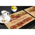thumbnail image 6 of Thanksgiving Holiday Placemats Set of 6, Fall Harvest Pumpkins Cotton Linen Stain Resistant Table Mats Washable Placemat Decoration for Kitchen Dining Table,Autumn, 6 of 6