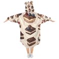 thumbnail image 2 of FORMRS Wearable Blanket Hoodie with Sleeves for Kids Cozy Flannel Sweatshirt, Blue Cakes, 2 of 7