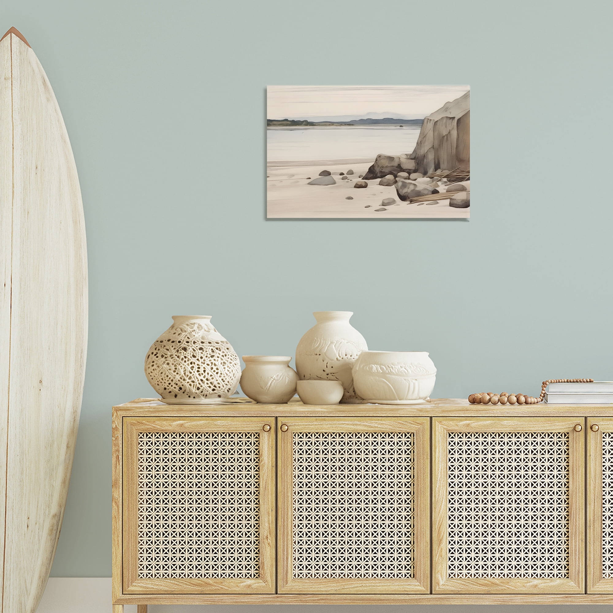 Stupell Industries Beach Cliff View Landscape & Nature Painting Wrapped Canvas Art Print Wall Art, 24 x 16
