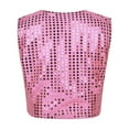 thumbnail image 6 of Yartina Kids Girls Boys Sequin Hip-hop Jazz Dance Waistcoat Jacket Sparkle Stage Performance Vest Pink 3-4, 6 of 7