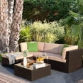 thumbnail image 4 of LACOO 5 Pieces Patio Sectional Set Outdoor Wicker Conversation Set with Table Green, 4 of 6