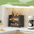 thumbnail image 2 of Double Layer Bread Box for Kitchen Countertop, Large Breadbox Bread with Windows, Wooden Farmhouse Bread Holder (Natural Bamboo), 2 of 7