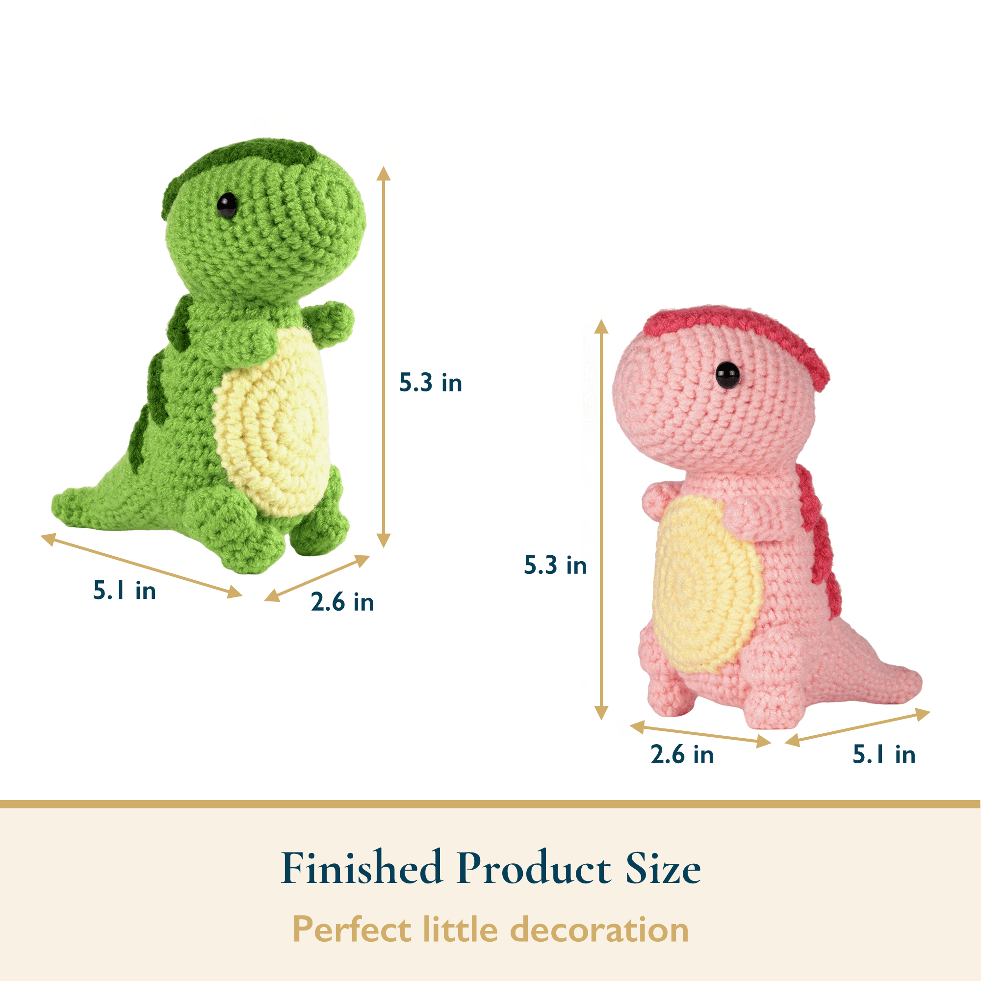 ComfiTime Crochet Kit for Beginners to Intermediate – Amigurumi Starter Kit w/ Video Tutorials & Step-by-Step Instructions, Complete Animal Craft Accessories for Adults, Kids & Gift Giving,Dinosaurs