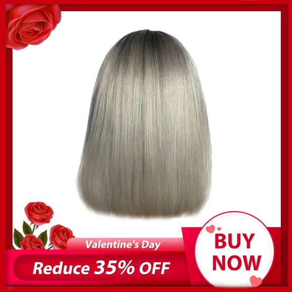 DOPI Gray Wigs Party Short Colors Curly Hair Gradient Synthetic Wig Mixed wig(2Pack)