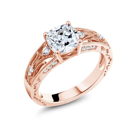 - 1.40 Ct White 925 Rose Gold Plated Silver Ring Made With Swarovski Zirconia