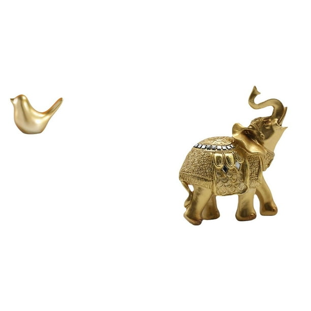 Figura De Elefante Con Pájaros Dorados, Estatua De Animal Moderna, Escultura Decorativa Para Escritorio, Oficina, Repisa, Sala De Estar, Dormitorio, Estante, Escritorio, Decoración Del Hogar,