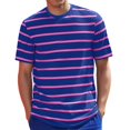 thumbnail image 3 of Mens Short Sleeve T-Shirts Striped Casual Crewneck Basic Shirt Color Block Stretch Summer Beach Tees Blue L, 3 of 4