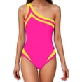 thumbnail image 1 of TaTaai Women's One Piece Swimsuit One Shoulder Design Color Block Tummy Control Slim Fit Stylish Bathing Suit Soft Comfortable Fabric for Beach Pool Vacation Gift, 1 of 6