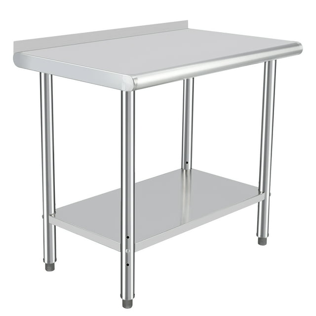 Stainless Steel Table, High Bearing Table with Backsplash and Undershelf Workbench Easy Clean for Kitchen Restaurant Workshops,48x24x35inch