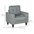 thumbnail image 3 of HOMCOM Button Tufted Armchair Upholstered Accent Chair with Rubberwood Legs, 3 of 10