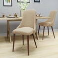 thumbnail image 3 of Mid-Century Modern Dining Chairs (Set of 2) - Wheat Fabric &amp; Walnut Wood, Armless Design, Iron Legs, for Dining Room. Comfortable, Durable., 3 of 12