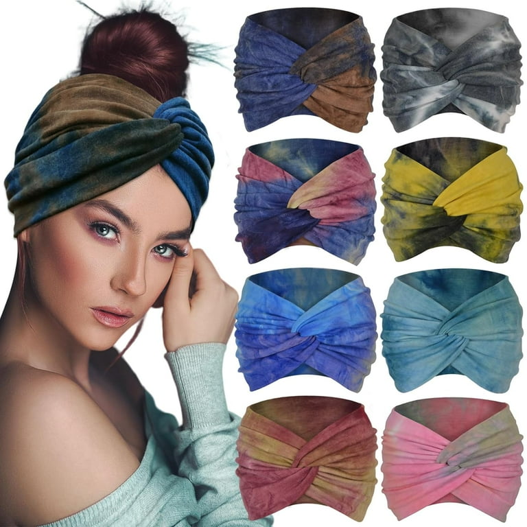 Walwish Wide Headbands for Women 7 Extra Wide Boho Headbands Fashion Headwraps Stretchy Hairbands Head Scarf Hair Accessories Women s Size One