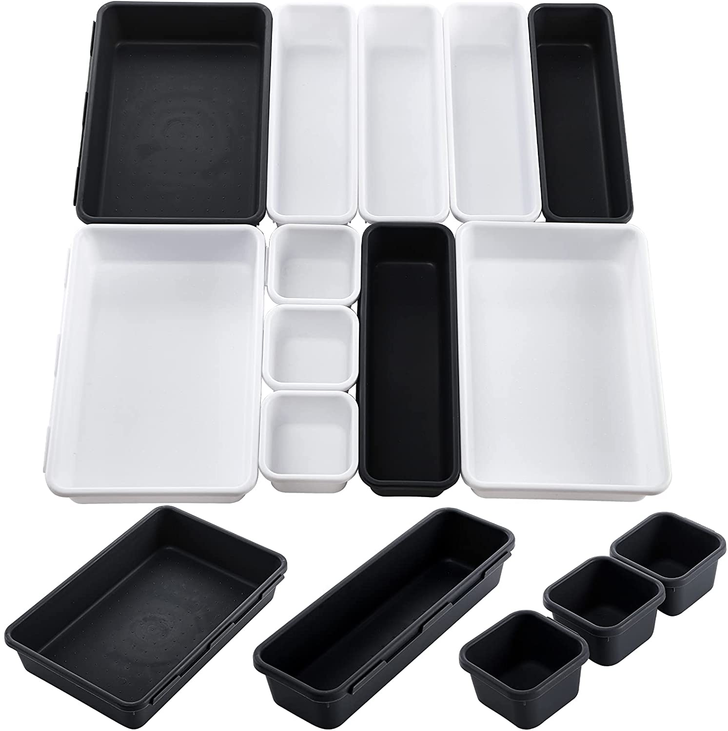 HTAIGUO 16 Pack Interlocking Desk Drawer Organizer Tray, Separators