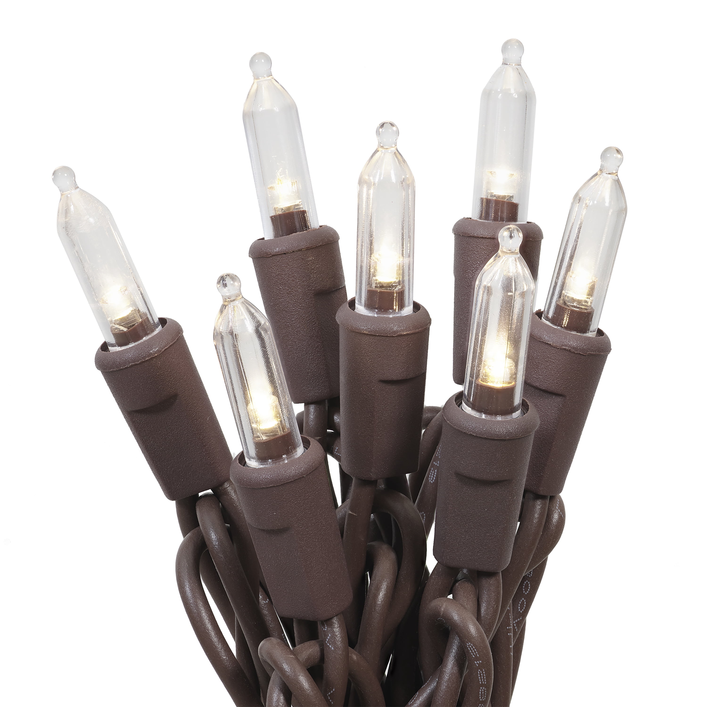 (2 pack) Mainstays 100-Count Warm White LED Outdoor String Lights, Brown Wire