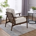 thumbnail image 4 of Roomfitters Home Accent Chair - Mid-Century Modern Upholstered Lounge Arm Chair with Solid Wood Frame & Soft Cushion for Living Room, Bedroom, Balcony, Taupe, 4 of 9
