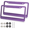 thumbnail image 2 of Coolnut Purple Solid Color License Plate Frames 2pcs, Aluminum Universal Car License Plate Holder with Round Hole for US Vehicles, 12"x 6", 2 of 7